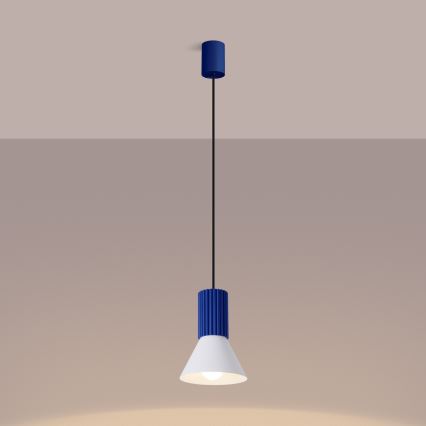 Luster ESTRIA na sajli, 1xE14/10W/230V, prečnik 14 cm, plave boje