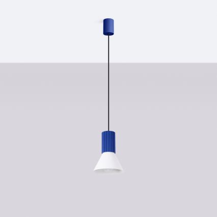 Luster ESTRIA na sajli, 1xE14/10W/230V, prečnik 14 cm, plave boje