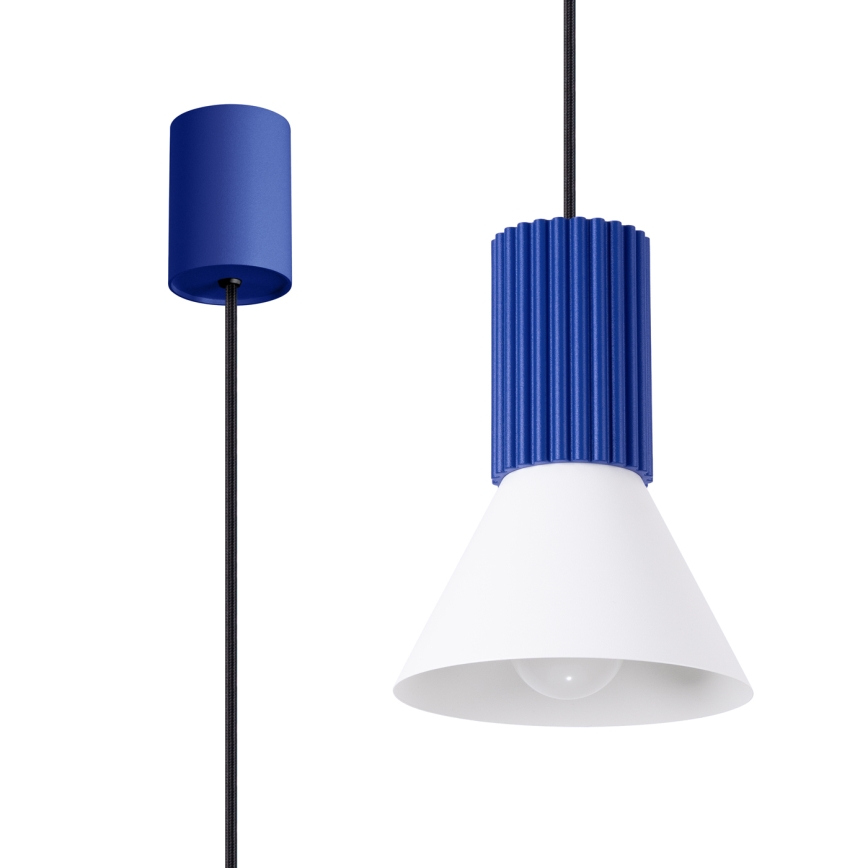 Luster ESTRIA na sajli, 1xE14/10W/230V, prečnik 14 cm, plave boje