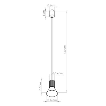 Luster ESTRIA na sajli, 1xE14/10W/230V, prečnik 14 cm, plave boje