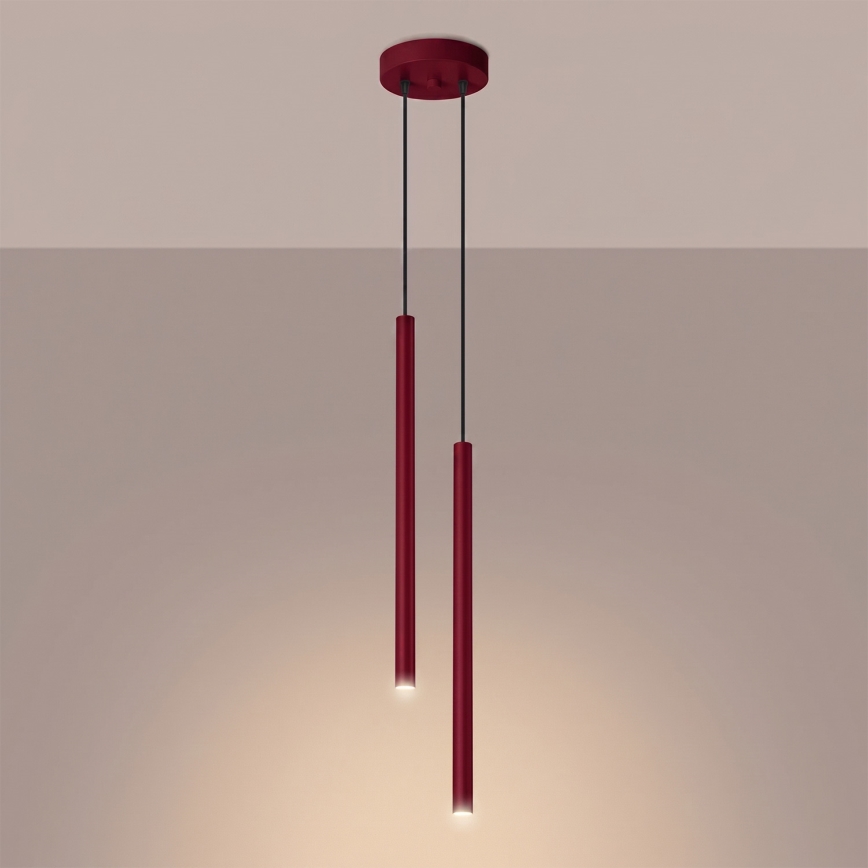Luster na sajli PASTELO 2xG9/8W/230V crvena