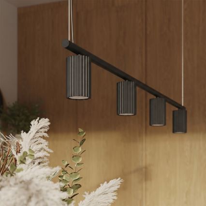 Luster na lanku KARBON 4xGU10/10W/230V crna