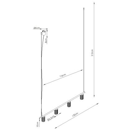 Luster na lanku KARBON 4xGU10/10W/230V crna
