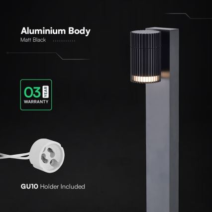 Spoljašnja lampa 1xGU10/10W/230V IP44 50 cm crna
