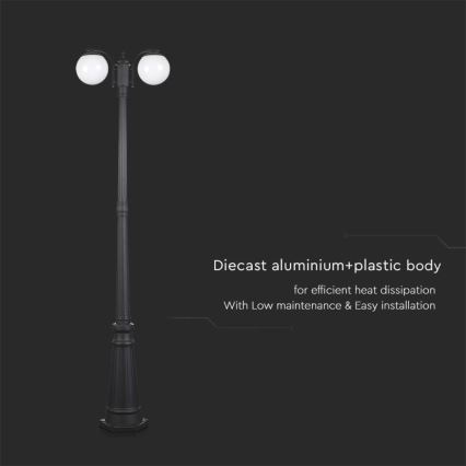 Spoljašnja lampa 2xE27/60W/230V IP44 199 cm crna
