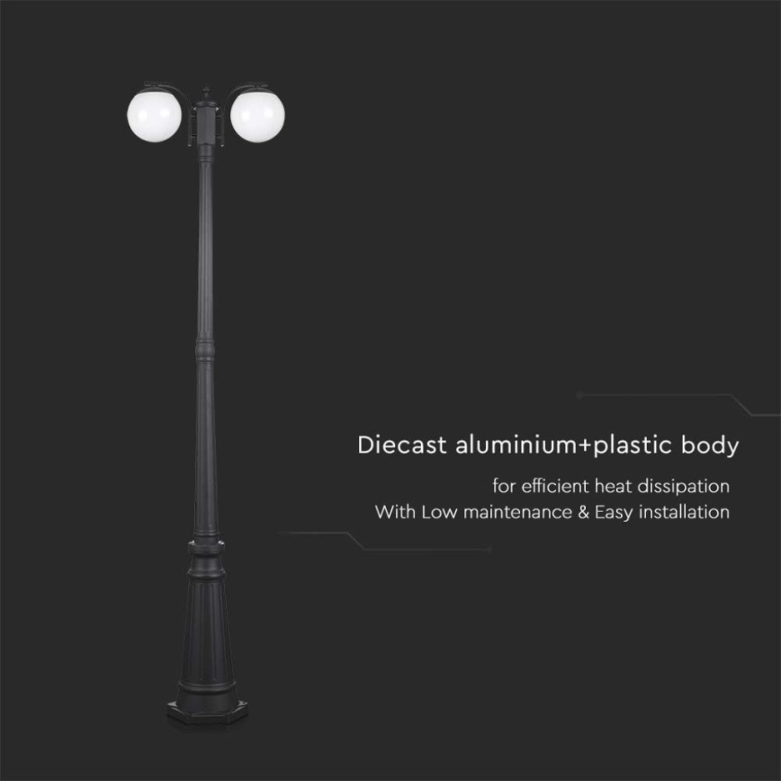 Spoljašnja lampa 2xE27/60W/230V IP44 199 cm crna