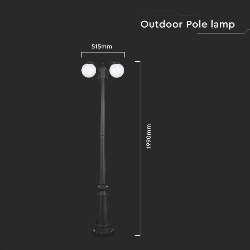 Spoljašnja lampa 2xE27/60W/230V IP44 199 cm crna