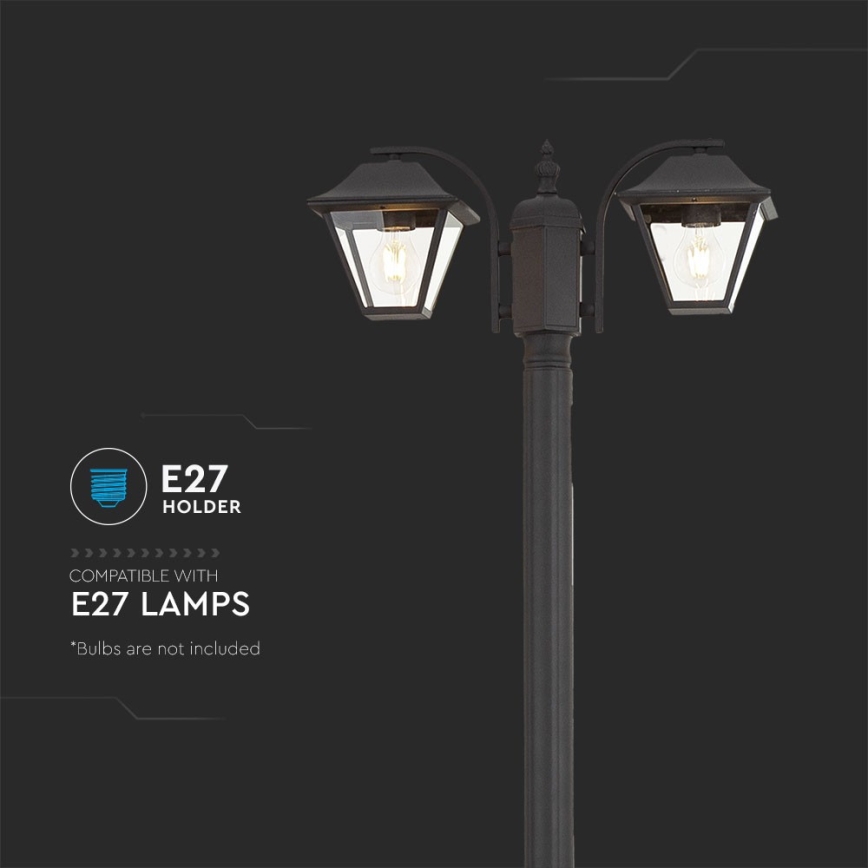 Spoljašnja lampa 2xE27/60W/230V IP44 232 cm crna