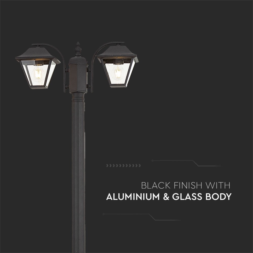 Spoljašnja lampa 2xE27/60W/230V IP44 232 cm crna