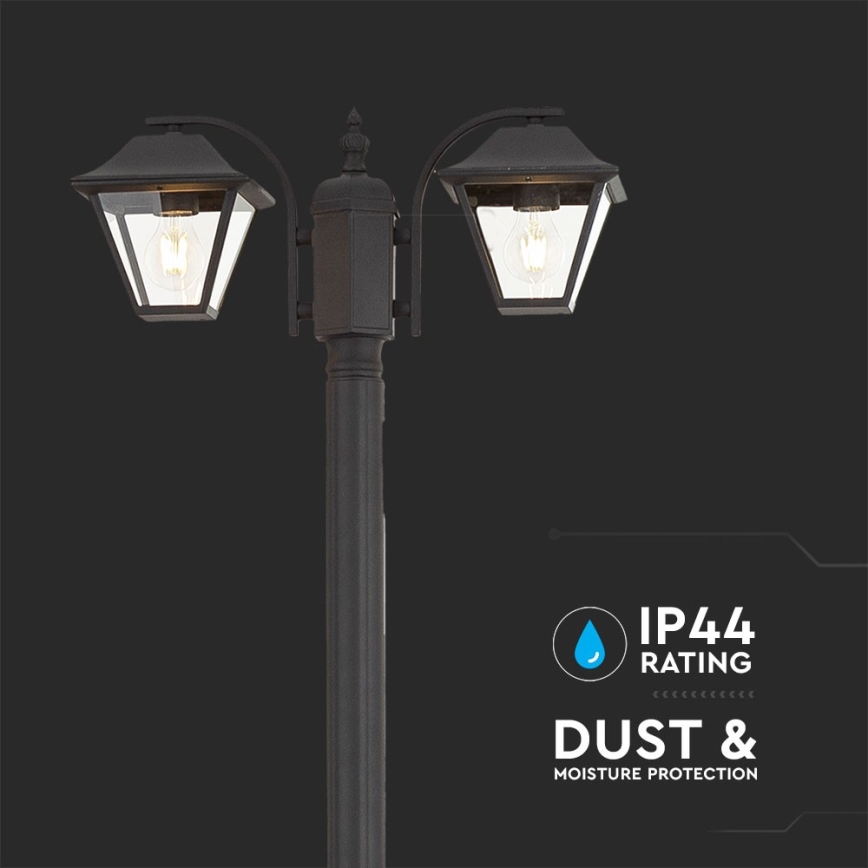 Spoljašnja lampa 2xE27/60W/230V IP44 232 cm crna