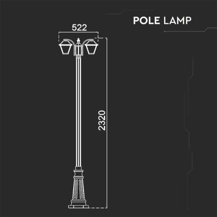 Spoljašnja lampa 2xE27/60W/230V IP44 232 cm crna