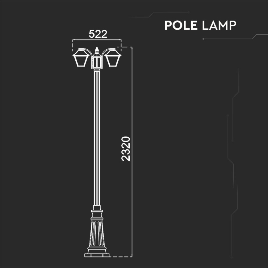 Spoljašnja lampa 2xE27/60W/230V IP44 232 cm crna