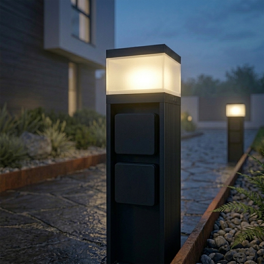 Spoljašnja lampa sa 2 utičnice VESPER 1xG9/5W/230V IP44 30 cm crna