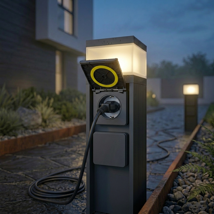 Spoljašnja lampa sa 2 utičnice VESPER 1xG9/5W/230V IP44 30 cm crna