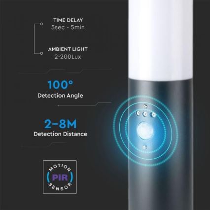 Spoljašnja lampa sa senzorom, 1x E27/60W/230V, IP44, 45 cm, antracit