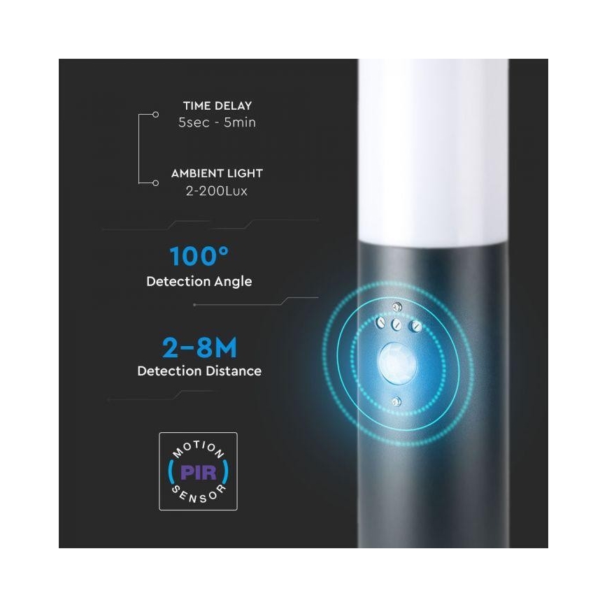Spoljašnja lampa sa senzorom, 1x E27/60W/230V, IP44, 45 cm, antracit