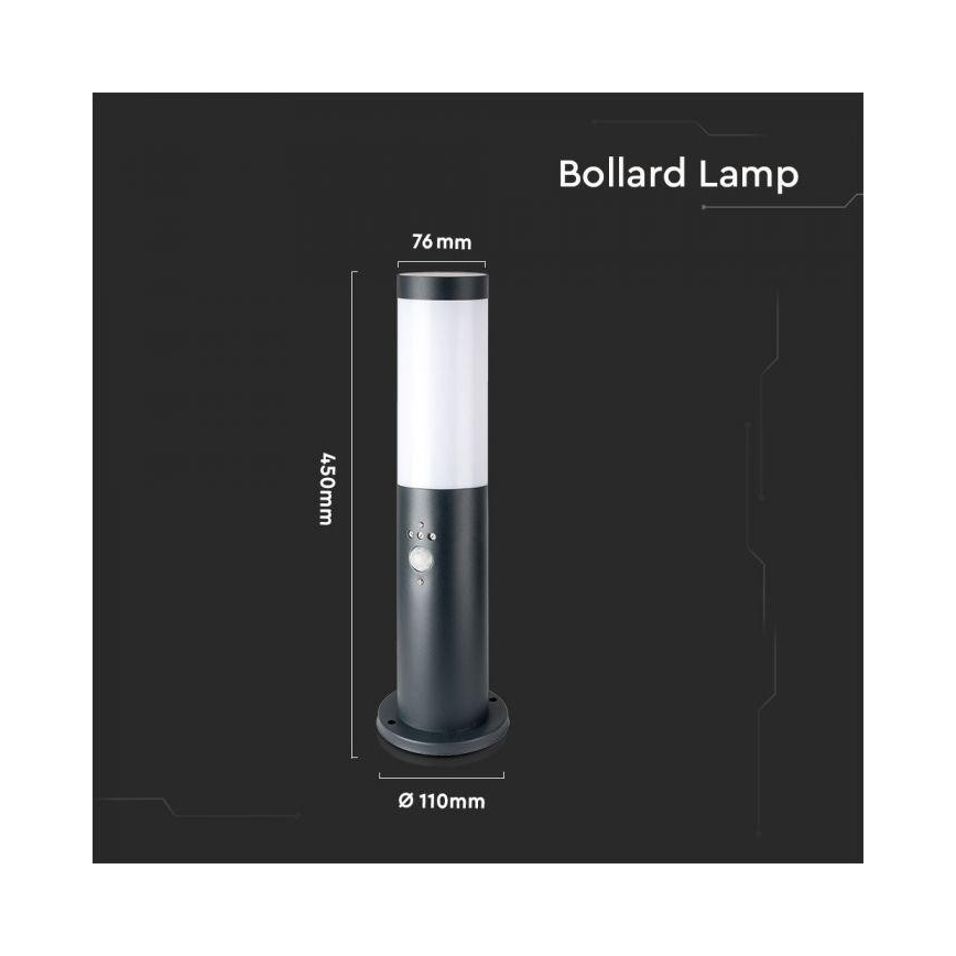 Spoljašnja lampa sa senzorom, 1x E27/60W/230V, IP44, 45 cm, antracit