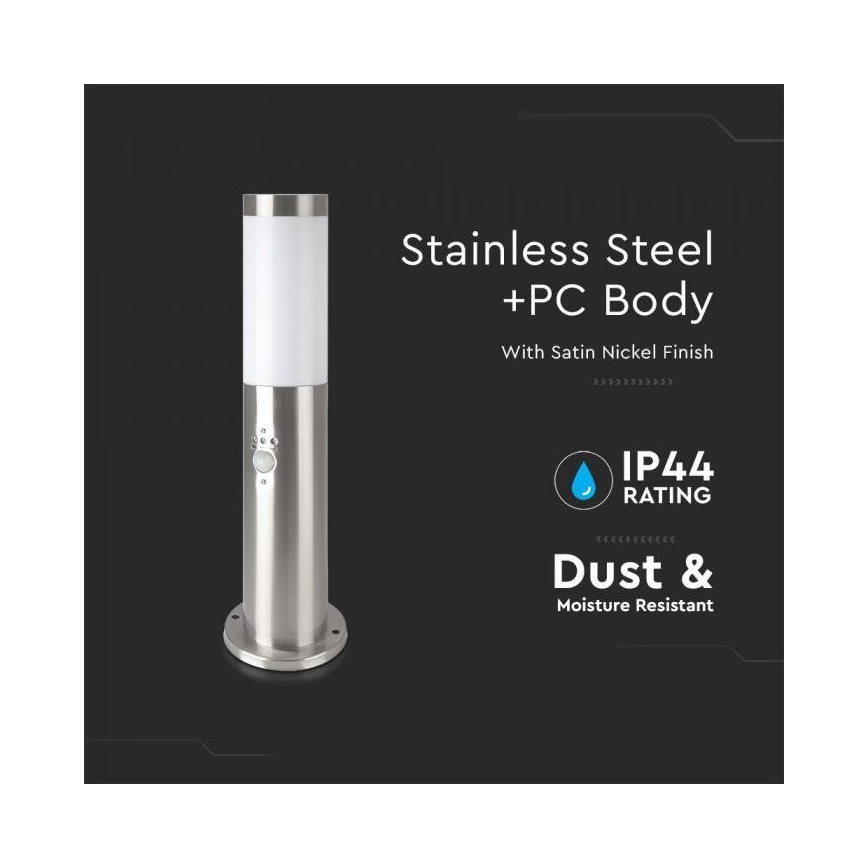 Spoljašnja lampa sa senzorom 1x E27/60W/230V IP44, 45 cm, mat hrom