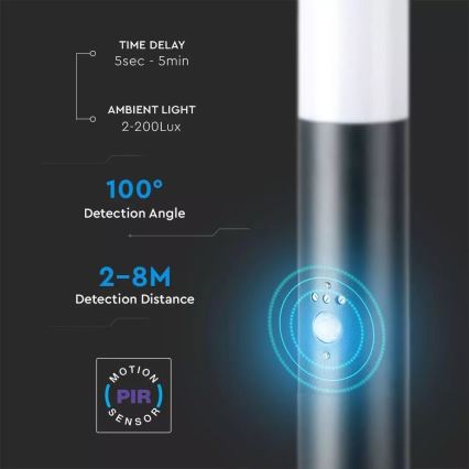 Spoljašnja lampa sa senzorom 1xE27/60W/230V IP44 110cm antracit