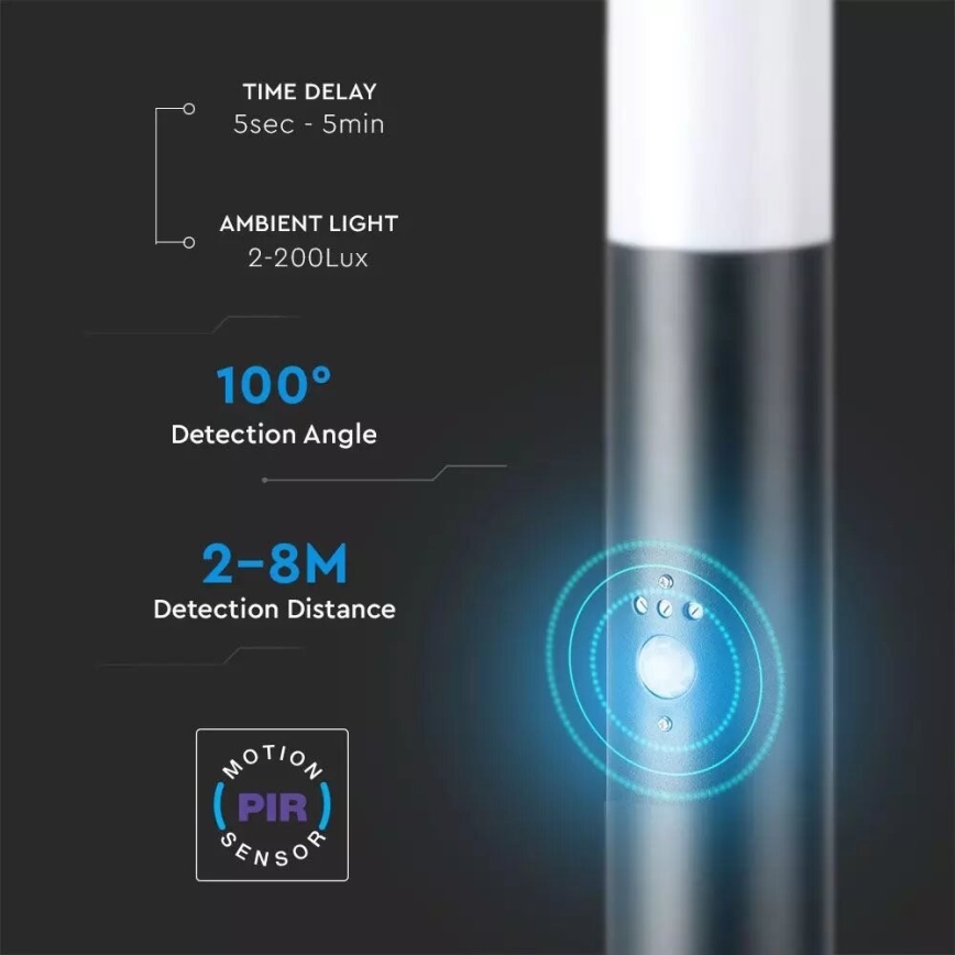 Spoljašnja lampa sa senzorom 1xE27/60W/230V IP44 110cm antracit