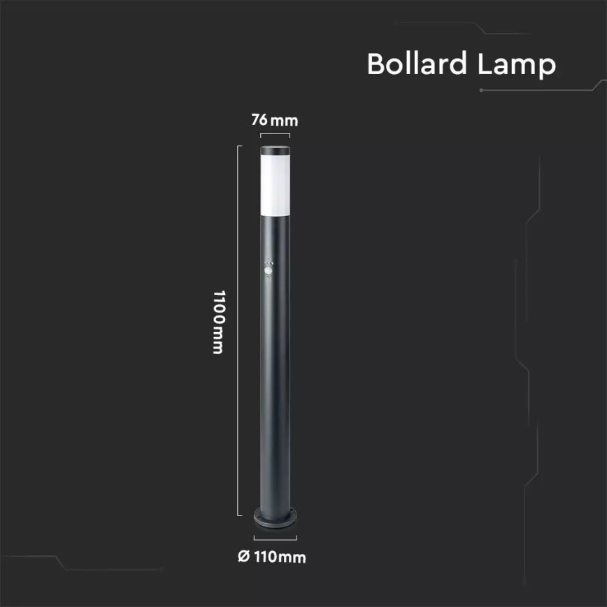 Spoljašnja lampa sa senzorom 1xE27/60W/230V IP44 110cm antracit