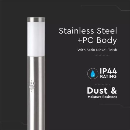 Spoljašnja lampa sa senzorom 1xE27/60W/230V IP44 110cm mat hrom