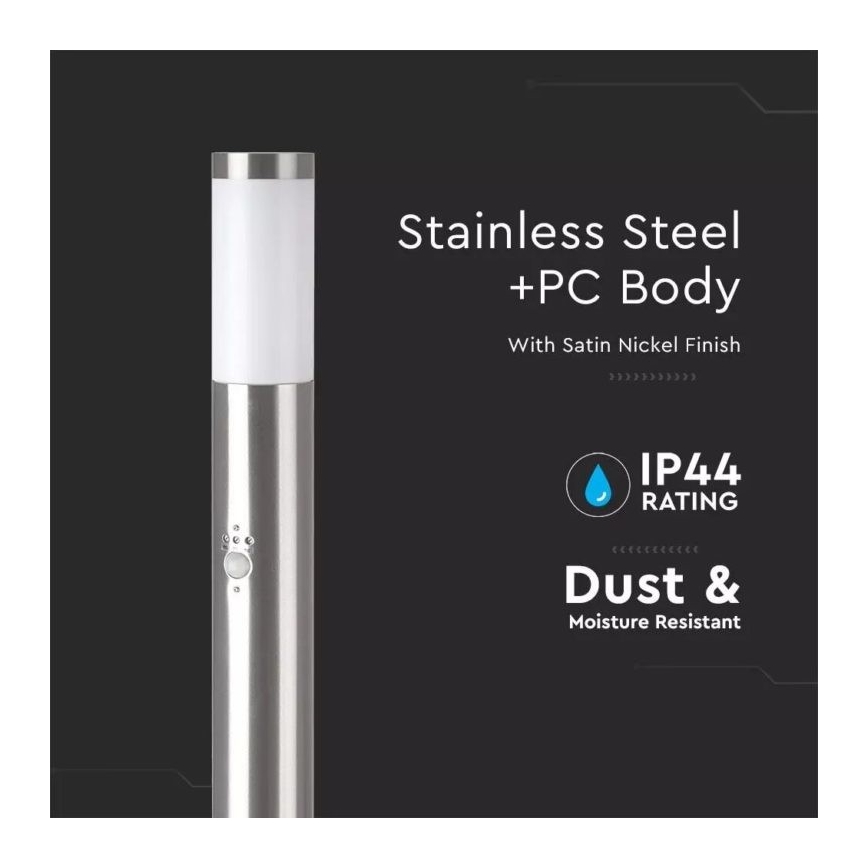 Spoljašnja lampa sa senzorom 1xE27/60W/230V IP44 110cm mat hrom