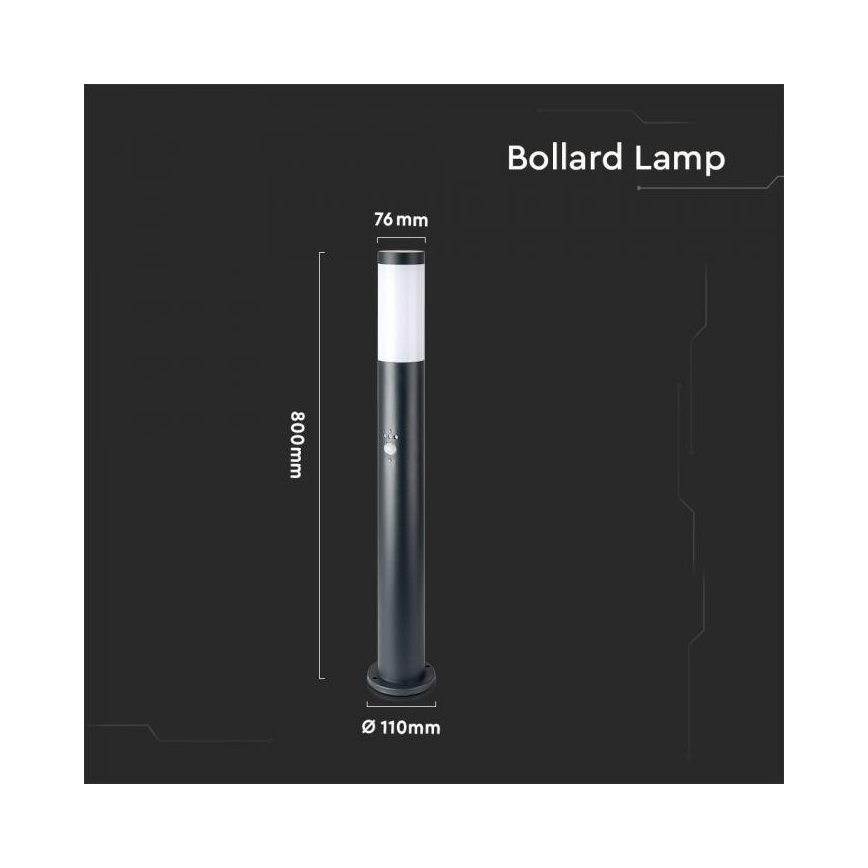 Spoljašnja lampa sa senzorom 1xE27/60W/230V IP44 80cm antracit