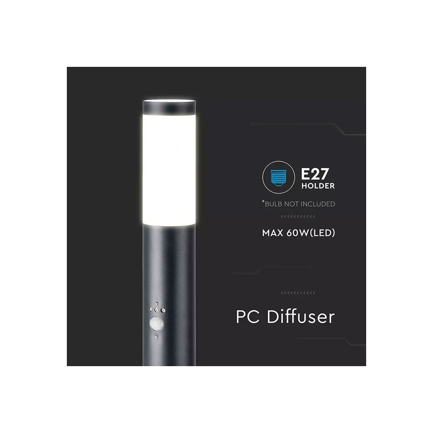 Spoljašnja lampa sa senzorom 1xE27/60W/230V IP44 80cm crna