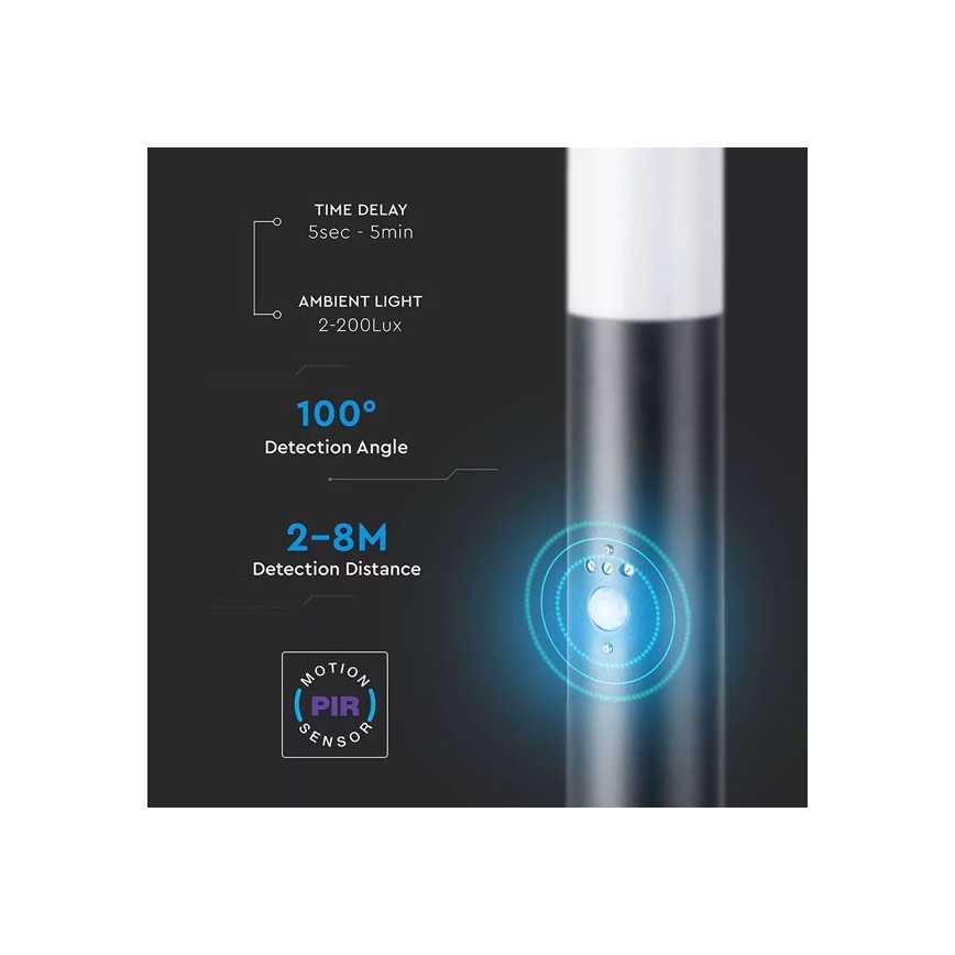 Spoljašnja lampa sa senzorom 1xE27/60W/230V IP44 80cm crna