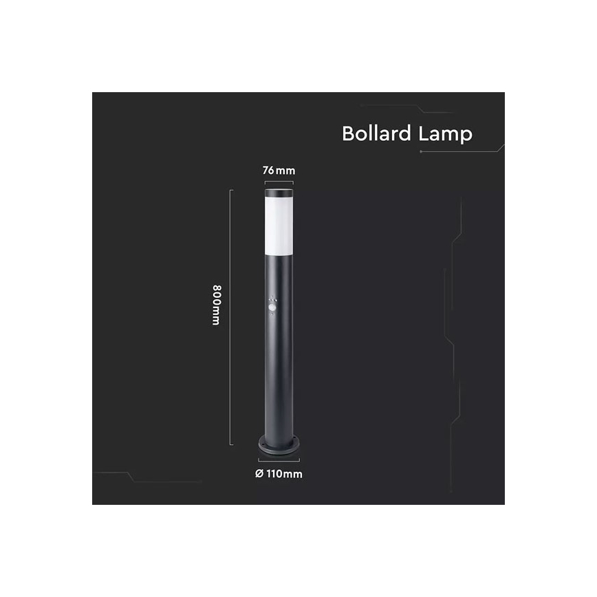 Spoljašnja lampa sa senzorom 1xE27/60W/230V IP44 80cm crna