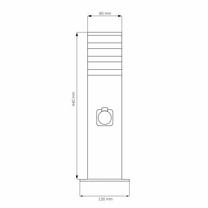 Spoljašnja lampa TEKSAS sa utičnicom 1xE27/20W/230V, 44 cm, IP44, antracit
