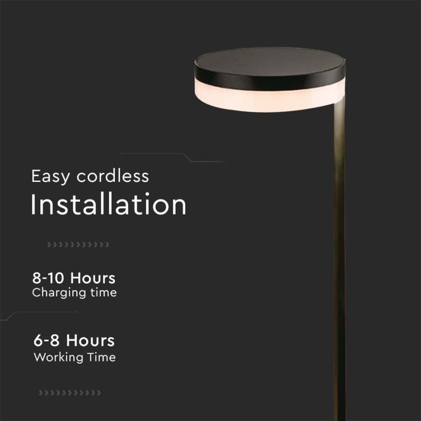 Spoljašnja solarna LED lampa LED/2W/3,7V 3000K IP54 2000 mAh crna
