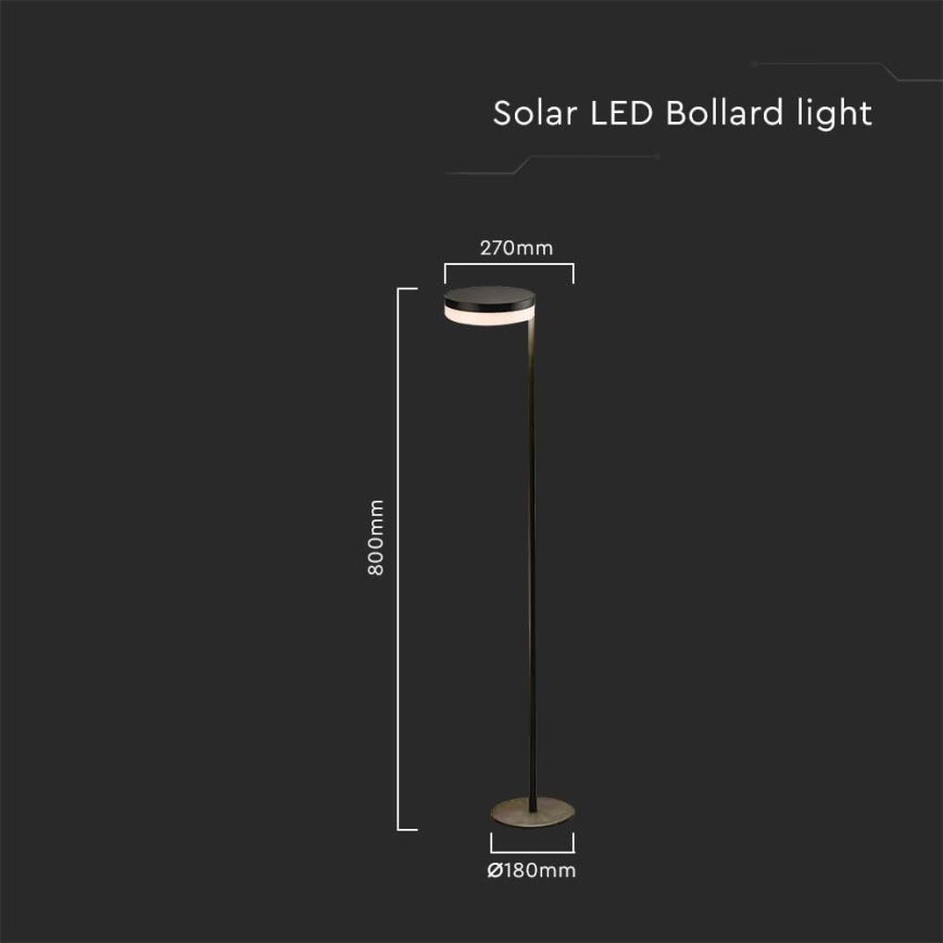 Spoljašnja solarna LED lampa LED/2W/3,7V 3000K IP54 2000 mAh crna