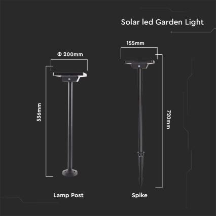 LED spoljašnja solarna lampa 2u1 LED/2W/3,7V IP65 3000/4000/6500K 2600 mAh