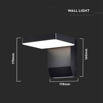 Spoljašnje zidno fleksibilno LED svetlo, 17 W, 230 V, IP65, 4000 K, crno
