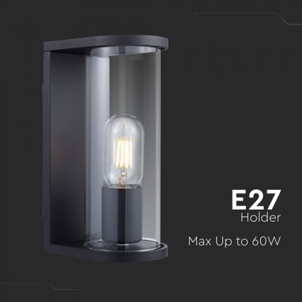 Spoljašnje zidno svetlo 1xE27/60W/230V IP44 crno/zadimljeno staklo