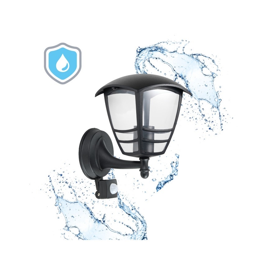 Spoljašnje zidno svetlo sa senzorom TEVIO 1xE27/60W/230V IP54 crno