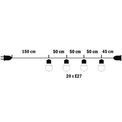 Spoljašnji dekorativni lanac MIMOSA 20xE27/1,3W/230V IP44 10m