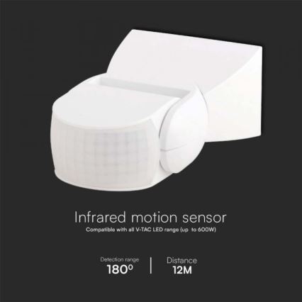 Spoljašnji infracrveni senzor pokreta 180° 230V IP65 beo