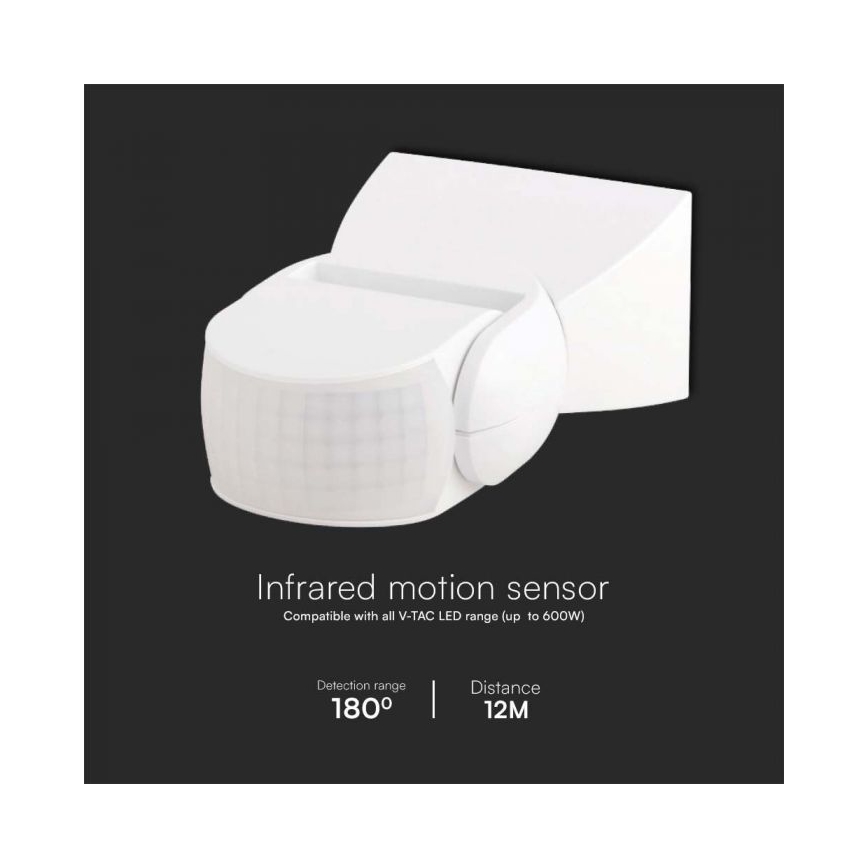 Spoljašnji infracrveni senzor pokreta 180° 230V IP65 beo