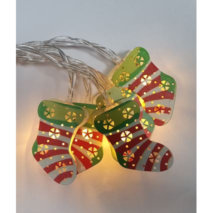 Spoljašnji LED lanac 10xLED/2xAA, 1,65 m, IP44, toplo belo, sa čarapama