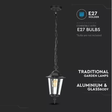 Spoljašnji luster na lancu 1xE27/40W/230V IP44 crni