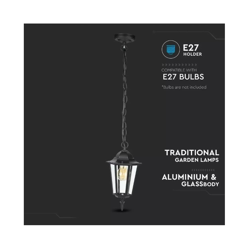 Spoljašnji luster na lancu 1xE27/40W/230V IP44 crni