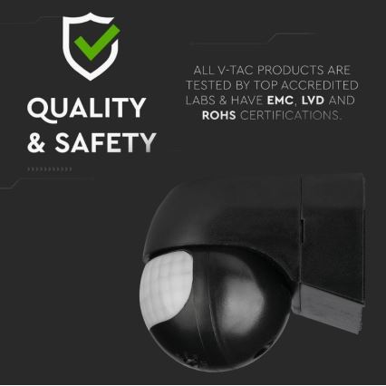 Spoljašnji senzor pokreta 230V IP44, crni