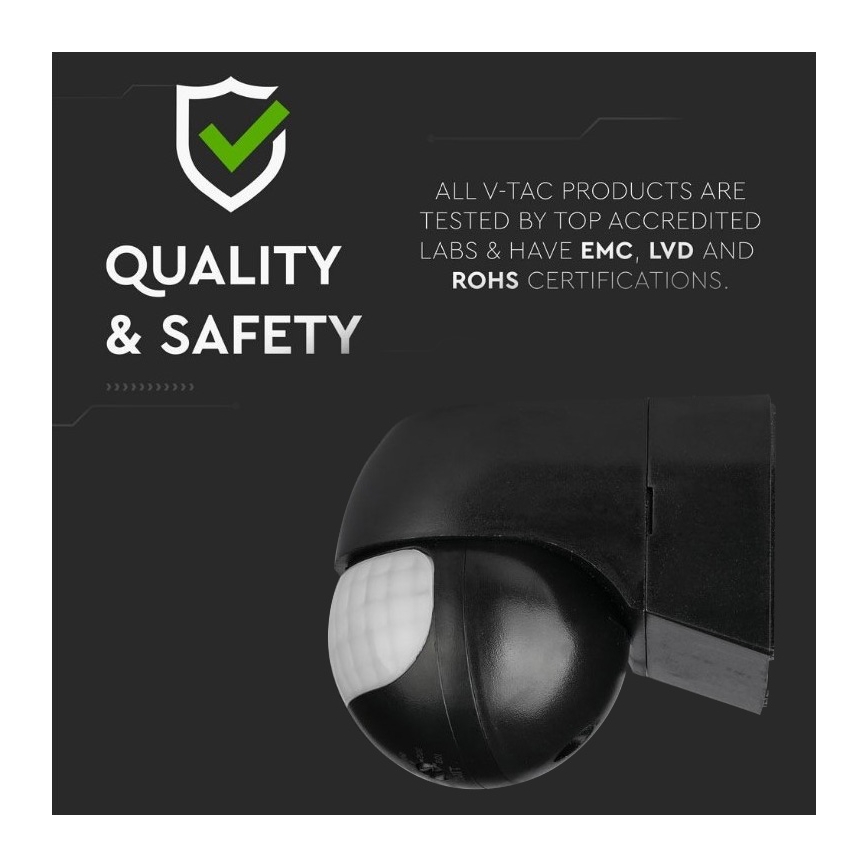 Spoljašnji senzor pokreta 230V IP44, crni