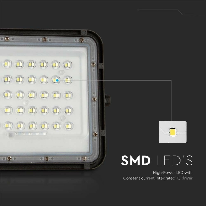 LED solarni reflektor za spoljašnju upotrebu, prigušiva, LED/10W/3,2V IP65 4000K 6000 mAh crna + daljinski upravljač