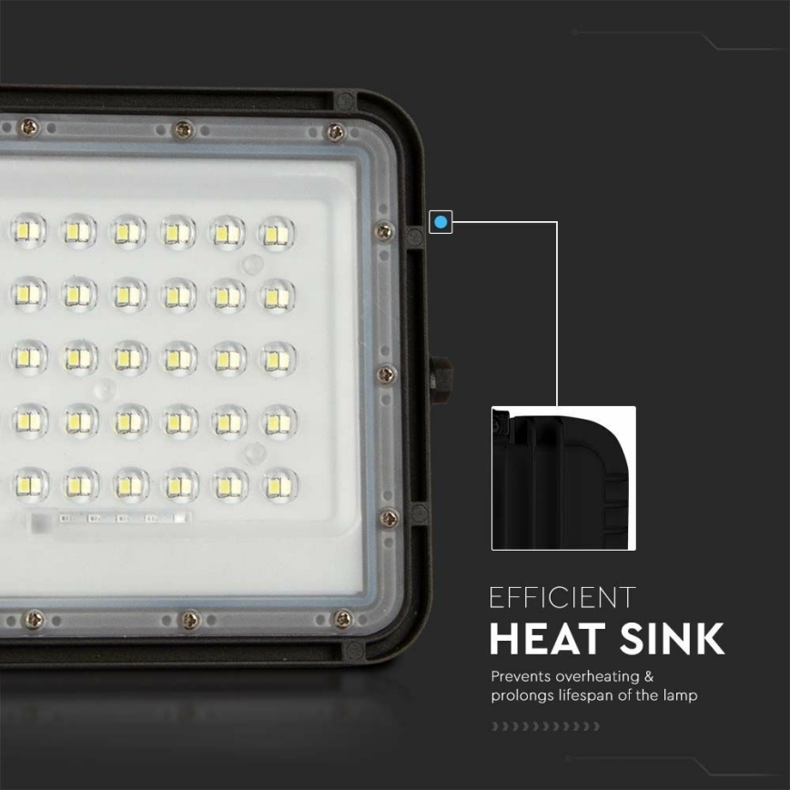 LED solarni reflektor za spoljašnju upotrebu, prigušiva, LED/10W/3,2V IP65 4000K 6000 mAh crna + daljinski upravljač