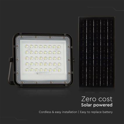 LED solarni reflektor za spoljašnju upotrebu, prigušiva, LED/10W/3,2V IP65 4000K 6000 mAh crna + daljinski upravljač