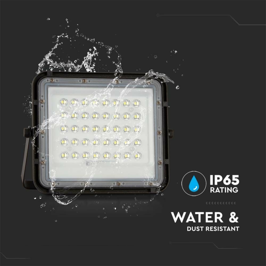 LED solarni reflektor za spoljašnju upotrebu, prigušiva, LED/10W/3,2V IP65 4000K 6000 mAh crna + daljinski upravljač